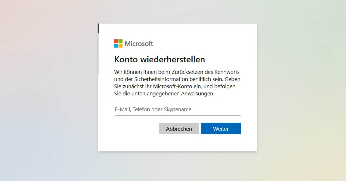 Ein vergessenes Passwort ist für Microsoft gar kein Problem