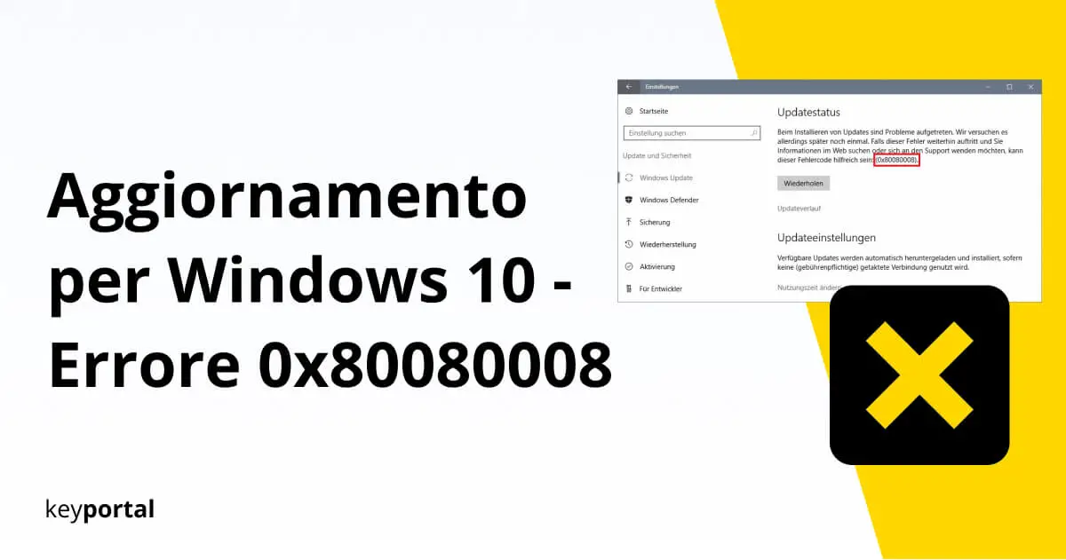 Trova la soluzione per l'errore 0x80080008 di Windows